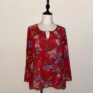 Red Floral Blouse